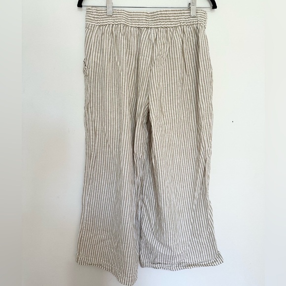 Max Studio linen blend elastic waist wide leg pants  medium beach lightweight - Picture 2 of 4